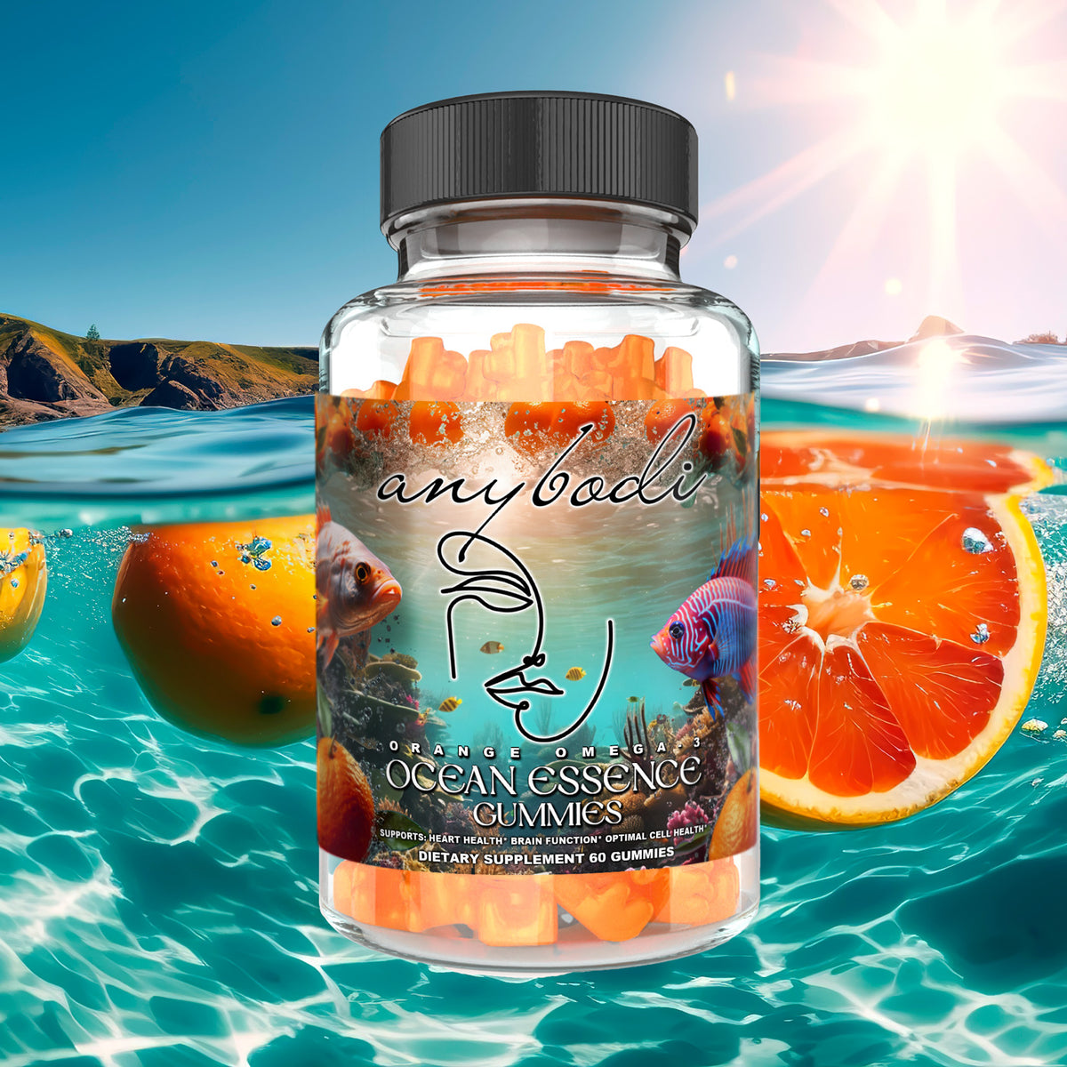 Anybodi Orange Omeg-3 Ocean Essence Vitamin Gummies (Adult) 60ct