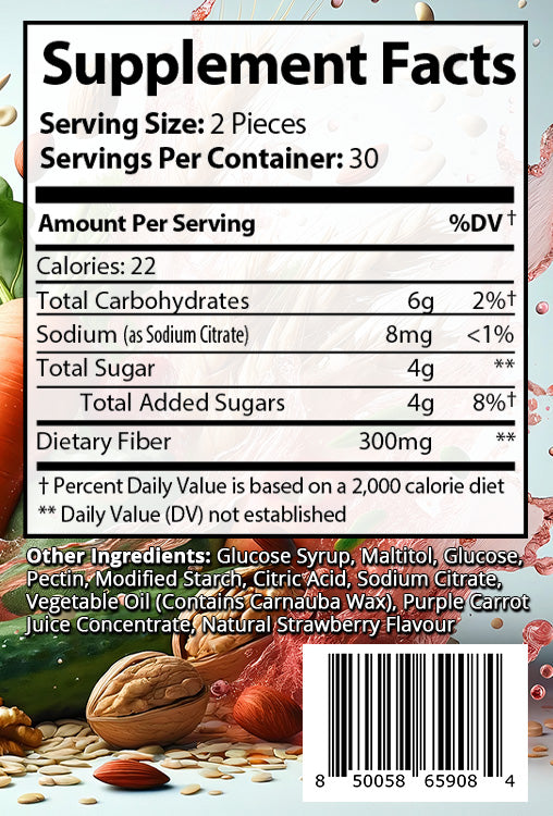 Anybodi Strawberry Fiber Fruit Vitamin Gummies (Adult) 60ct