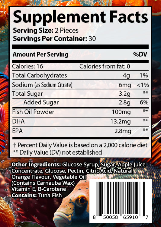 Anybodi Orange Omeg-3 Ocean Essence Vitamin Gummies (Adult) 60ct